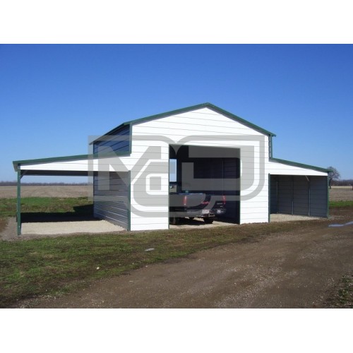 Raised Center Aisle Barn | Vertical Roof | 42W x 26L x 12H | Metal Shelter