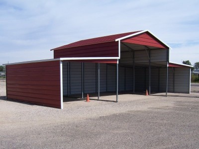 Metal Barn | Boxed Eave Roof | 44W x 21L x 12H | Metal Shelter