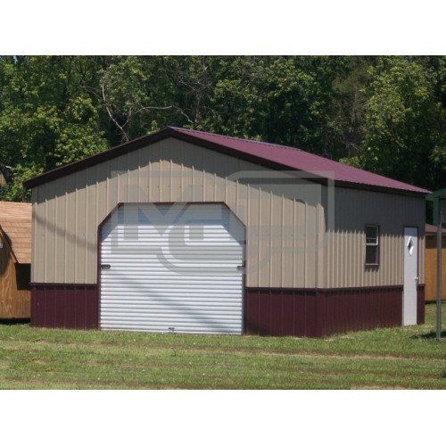 Deluxe Metal Garage | Vertical Roof | 20W x 21 x 8H |  1-Car Garage