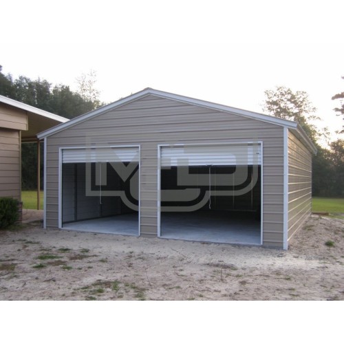 2-Car Metal Garage Building | Vertical Roof | 22W x 26L x 9H | Steel Garage