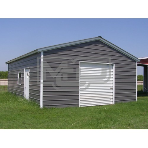 Metal Garage | Vertical Roof | 18W x 29L x 9H | 1-Car Garage