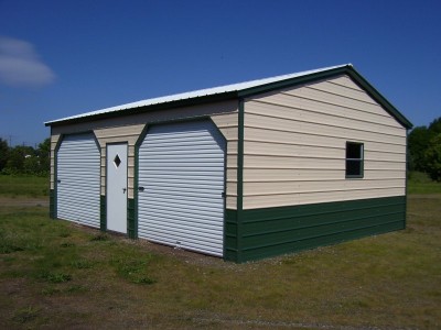 Side Entry Metal Garage | Vertical Roof | 22W x 26L x 9H | 2-Cars