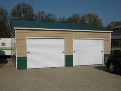 2-Car Enclosed Garage | Vertical Roof | 22W x 26L x 9H | Side Entry