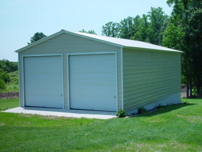 Vertical Roof Metal Garage | Vertical Roof | 22W x 31L x 9H | 2-Car