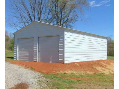 2-Car All-Steel Garage | Vertical Roof | 22W x 31L x 9H |  Metal Garage